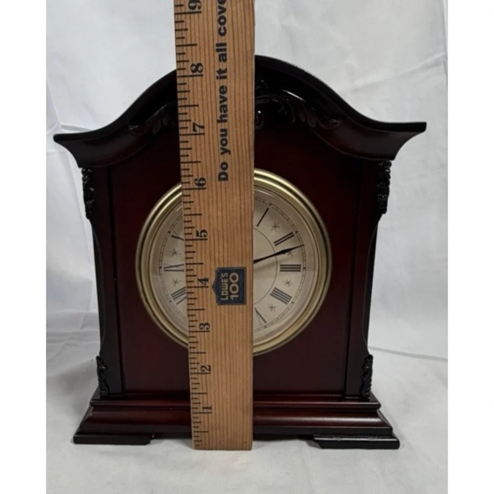 Bulova Classic Wood Table Mantel Clock with Gold-Tone Dial Roman Numerals New